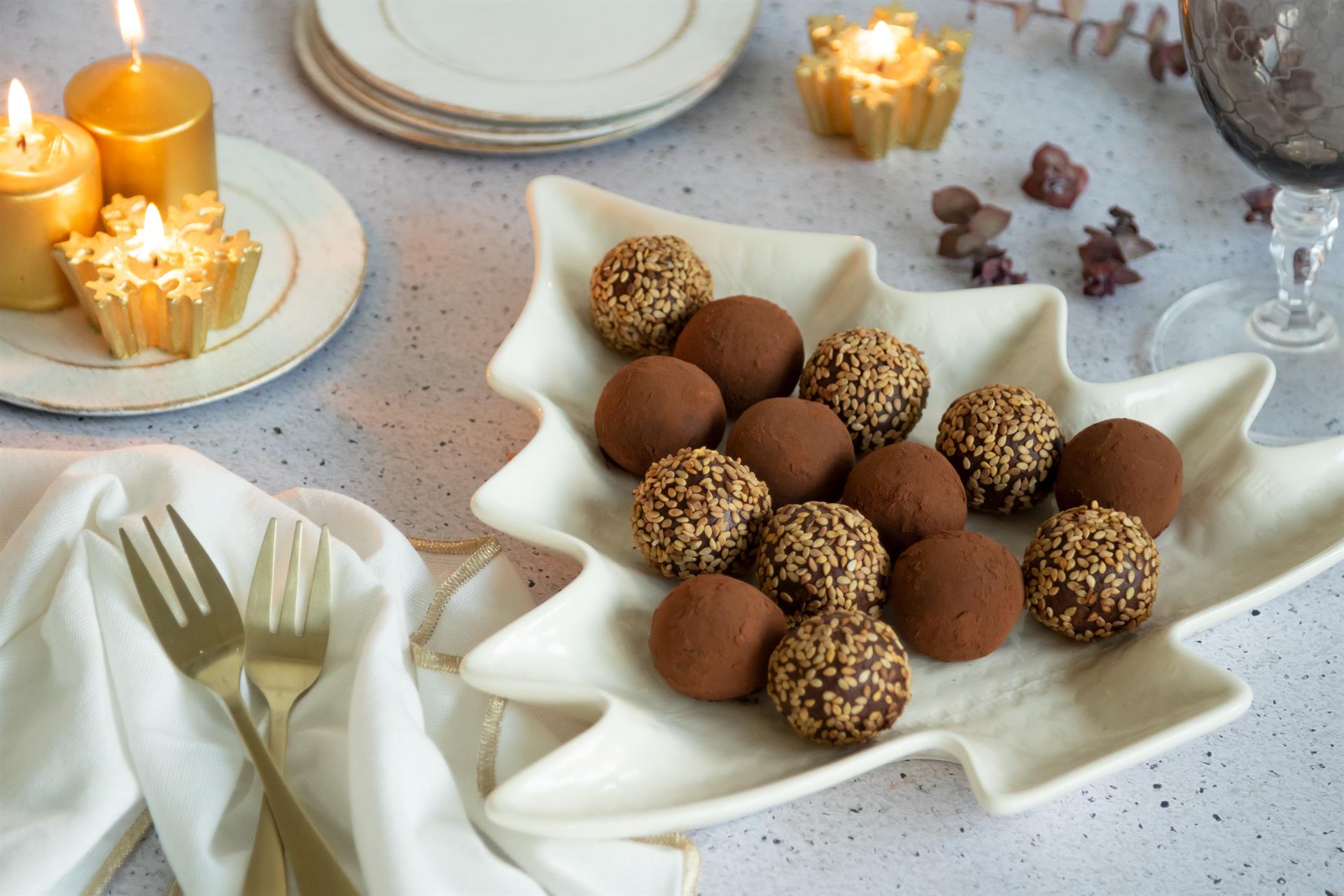 Fotografía cedida por Nestlé Cocina. Trufas veganas con leche condensada La Lechera Veggie