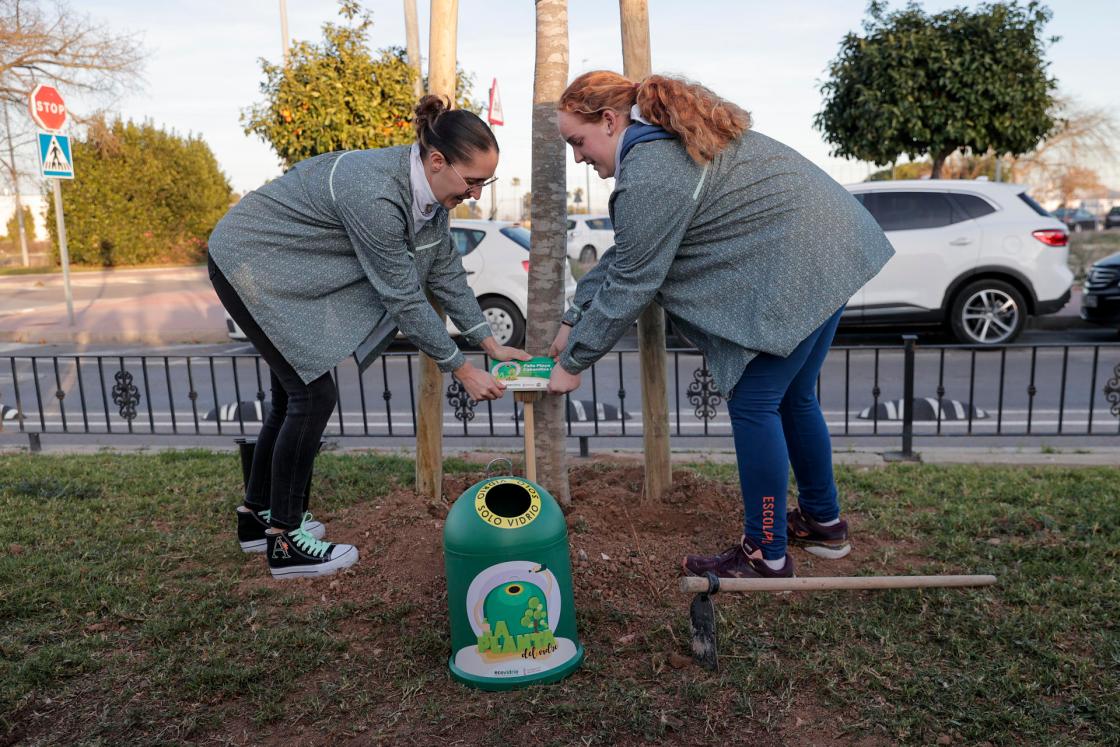 Algemesí toma el relevo a Llíria como ayuntamiento ganador de la campaña "La Plantà del Vidre", organizada por Ecovidrio y la Generalitat y donde el premio por haber reciclado más vidrio que nadie en las pasadas Fallas consiste en la plantación de árboles a cargo de cada comisión fallera del municipio. EFE/Manuel Bruque