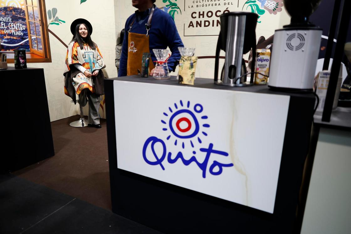 MADRID, 15/02/2026.- Vista del Stand de "Café de Quito" que participa por primera vez en "Coffee Fest Madrid 2026", el principal festival europeo dedicado a la cultura del café de especialidad, en el recinto ferial de Ifema, en Madrid, este domingo. EFE/David Fernández 