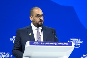 El ministro saudí de Economía y Planificación, Faisal F. Alibrahim, en el World Economic Forum Annual Meeting 2026 in Davos-Klosters, Suiza, el pasado mes de enero. EFE/IMAGEN CEDIDA/World Economic Forum/Thibaut Bouvier