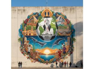 Imagen realizada con IA cedida por la Secretaria de Turismo de México (Sectur) de un mural en Baja California Sur (México). EFE/ Secretaria de Turismo de México /SOLO USO EDITORIAL/NO VENTAS/SOLO DISPONIBLE PARA ILUSTRAR LA NOTICIA QUE ACOMPAÑA (CRÉDITO OBLIGATORIO)